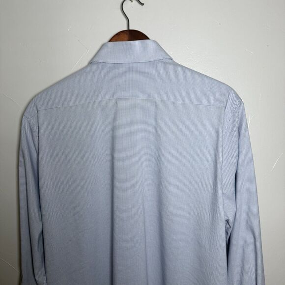 Psycho Bunny Blue White Checkered Print Long Sleeve Mens Size 16.5 x 32/33 - Picture 5 of 15